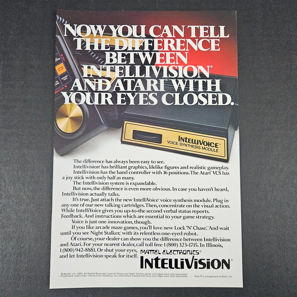 1982 Mattel Electronics Intellivision Home Video‎ Game Console Vintage Print Ad